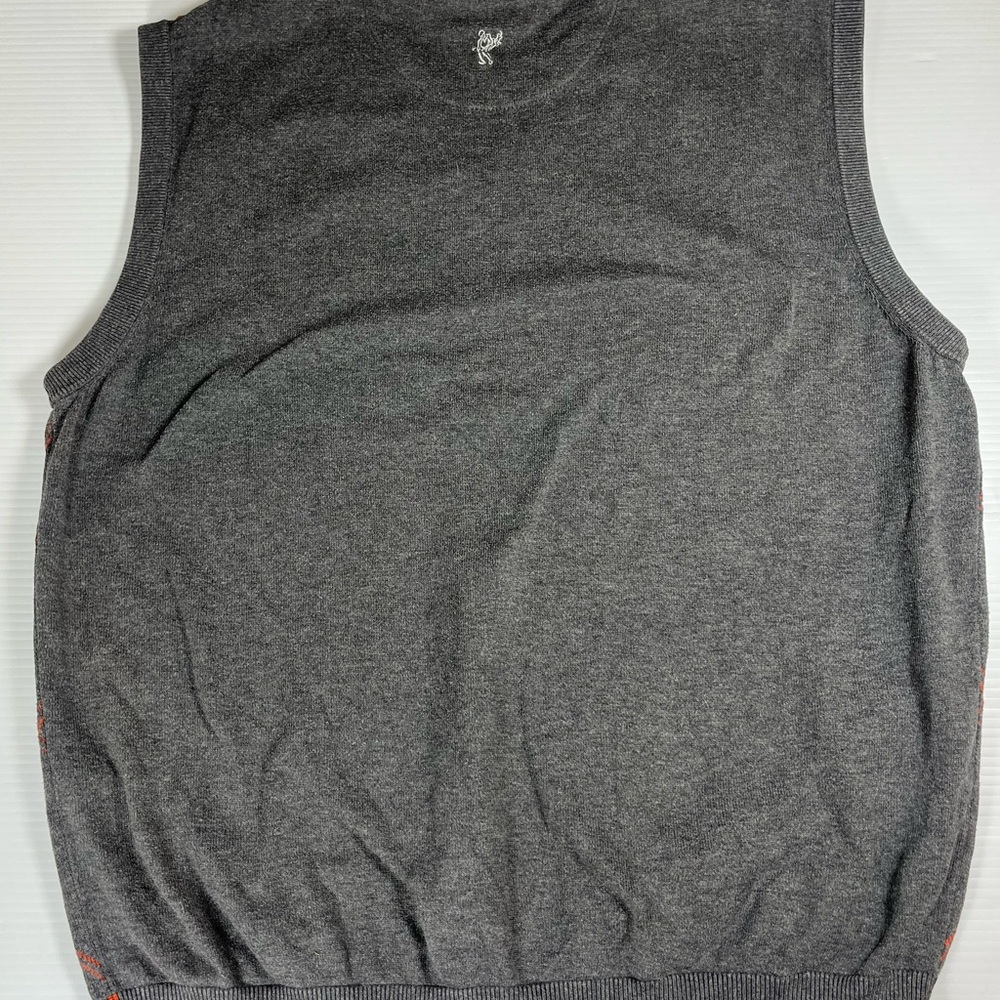 Ashworth Argyle Sweater Vest XL Gray Orange 100% Cotton Golfcore Preppy - Picture 7 of 10